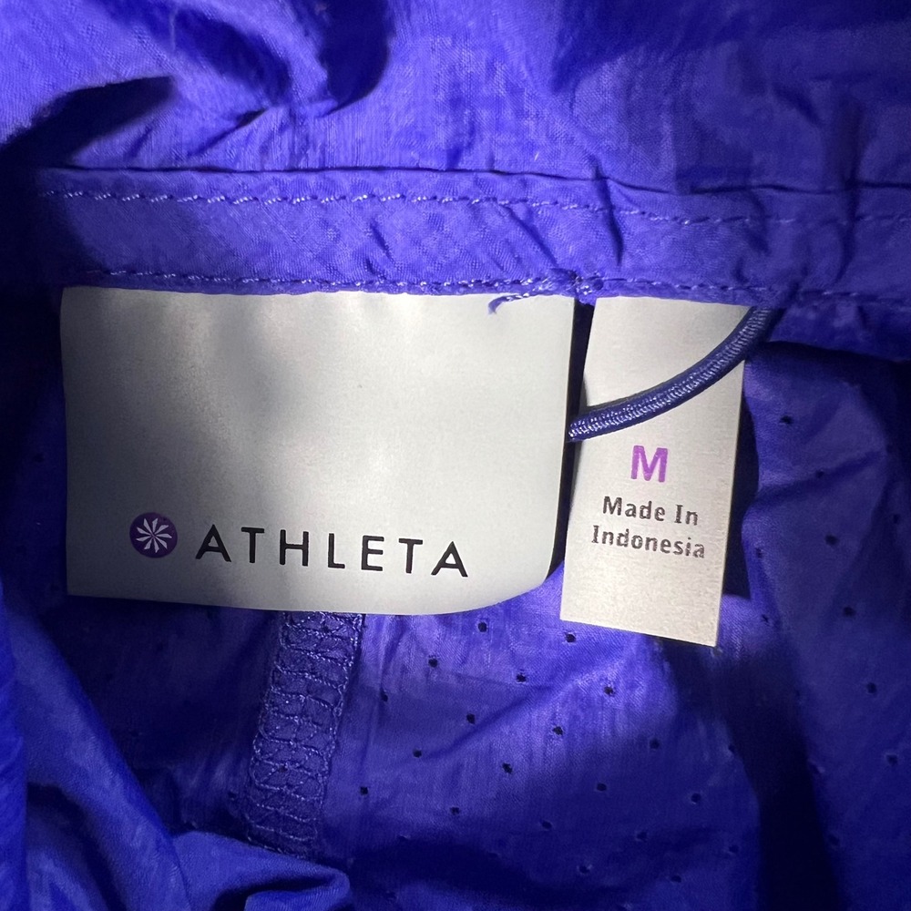 Athleta Womens Blue Full Zip Hooded Windbreaker Jacket Medium running - Picture 6 of 8
